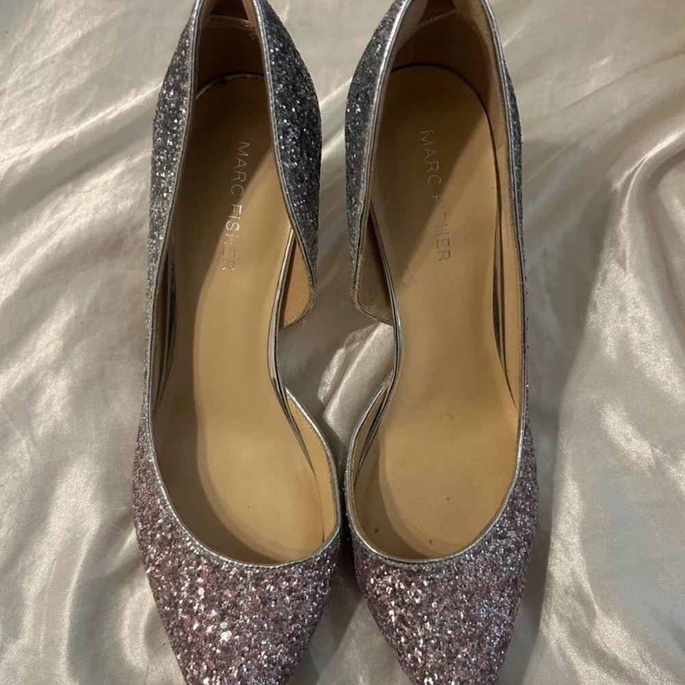 Marc Fisher Pink and Silver Glitter Heels